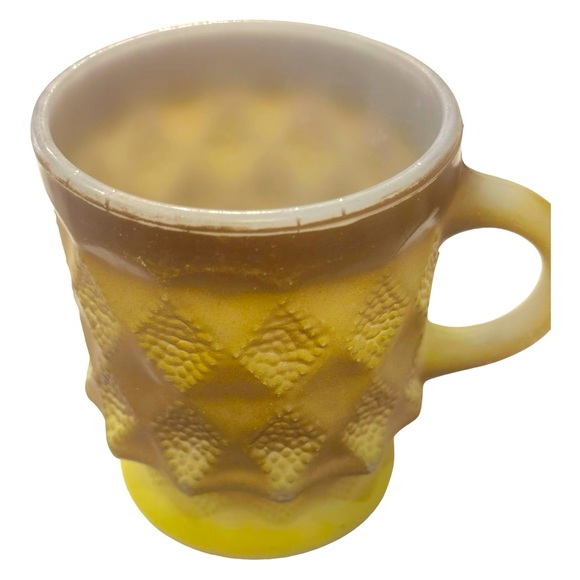 Fire King Anchor Hocking Kimberly Glass Coffee Mug Mid Century Modern Yellow x 2 - Picture 5 of 6